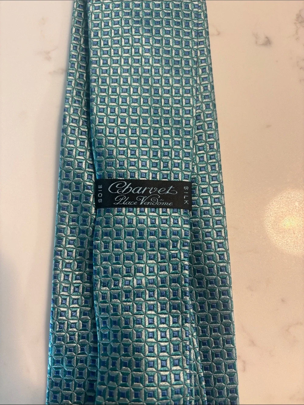Charvet Teal Geometric Silk Tie